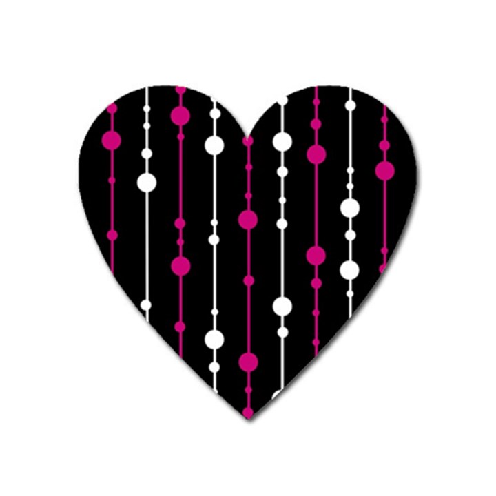 Magenta white and black pattern Heart Magnet