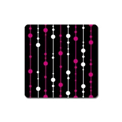 Magenta White And Black Pattern Square Magnet