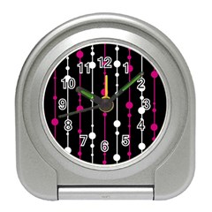 Magenta White And Black Pattern Travel Alarm Clocks