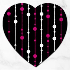 Magenta White And Black Pattern Jigsaw Puzzle (heart)