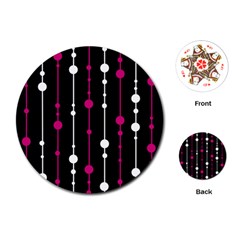 Magenta White And Black Pattern Playing Cards (round) 