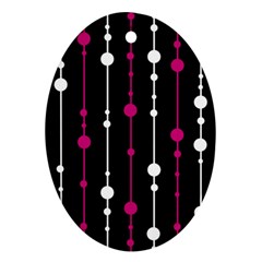 Magenta White And Black Pattern Oval Ornament (two Sides) by Valentinaart