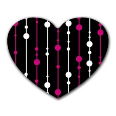 Magenta White And Black Pattern Heart Mousepads