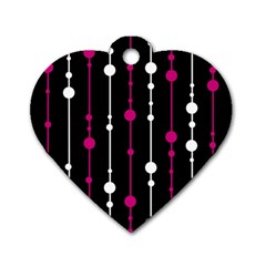 Magenta White And Black Pattern Dog Tag Heart (two Sides) by Valentinaart