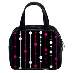 Magenta White And Black Pattern Classic Handbags (2 Sides)