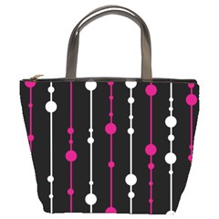 Magenta White And Black Pattern Bucket Bags by Valentinaart