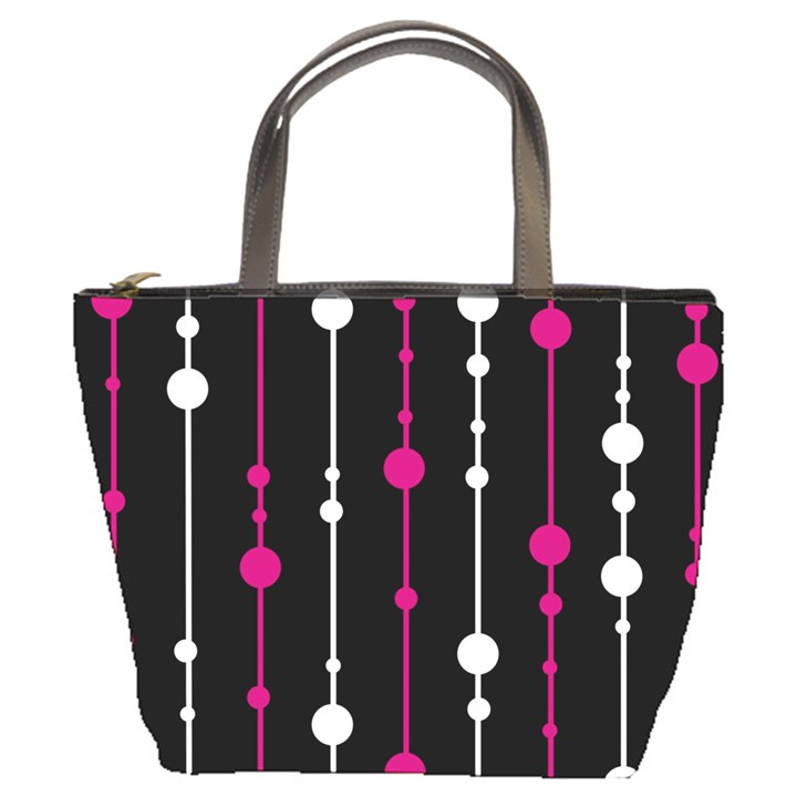 Magenta white and black pattern Bucket Bags