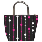 Magenta white and black pattern Bucket Bags Back