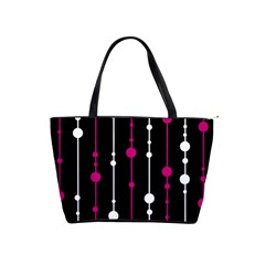 Magenta White And Black Pattern Shoulder Handbags