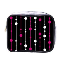 Magenta White And Black Pattern Mini Toiletries Bags by Valentinaart