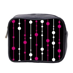 Magenta White And Black Pattern Mini Toiletries Bag 2-side by Valentinaart