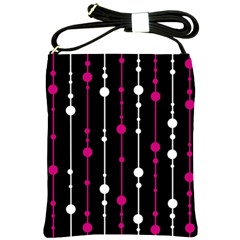 Magenta White And Black Pattern Shoulder Sling Bags by Valentinaart