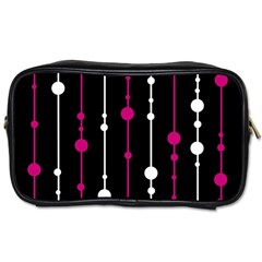 Magenta White And Black Pattern Toiletries Bags by Valentinaart