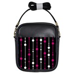 Magenta white and black pattern Girls Sling Bags Front