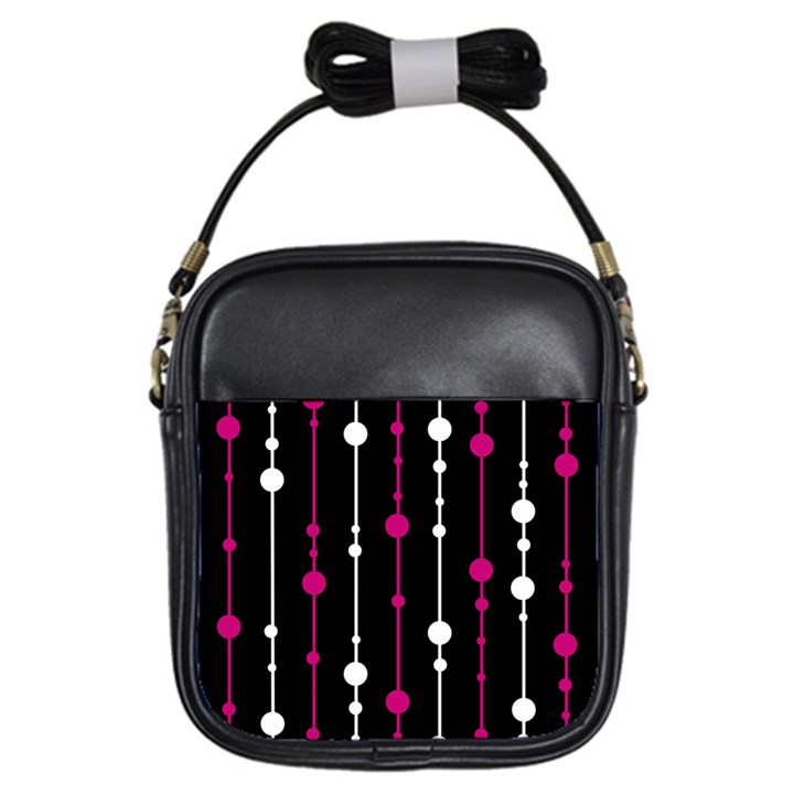 Magenta white and black pattern Girls Sling Bags