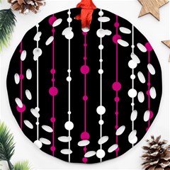 Magenta White And Black Pattern Ornament (round Filigree) 