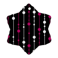 Magenta White And Black Pattern Snowflake Ornament (2-side)