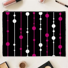 Magenta White And Black Pattern Cosmetic Bag (xxxl)  by Valentinaart