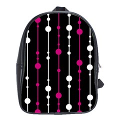 Magenta White And Black Pattern School Bags (xl)  by Valentinaart