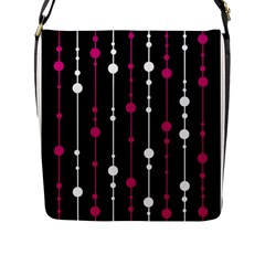 Magenta White And Black Pattern Flap Messenger Bag (l)  by Valentinaart