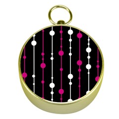 Magenta White And Black Pattern Gold Compasses