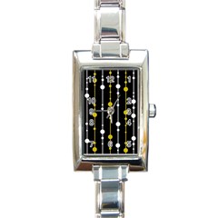 Yellow, Black And White Pattern Rectangle Italian Charm Watch