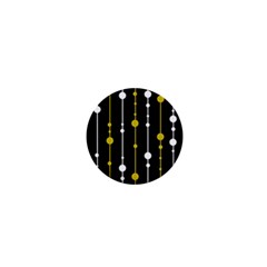 Yellow, Black And White Pattern 1  Mini Buttons