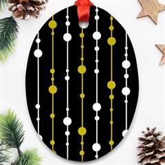 Yellow, Black And White Pattern Ornament (oval) 