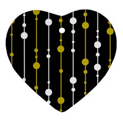 Yellow, Black And White Pattern Ornament (heart) 