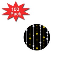 Yellow, Black And White Pattern 1  Mini Buttons (100 Pack)  by Valentinaart