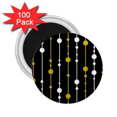 Yellow, Black And White Pattern 2 25  Magnets (100 Pack) 