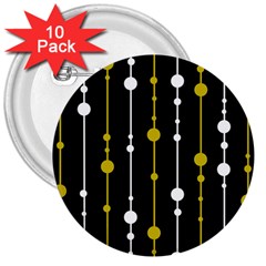 Yellow, Black And White Pattern 3  Buttons (10 Pack)  by Valentinaart