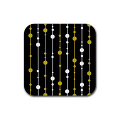 Yellow, Black And White Pattern Rubber Coaster (square)  by Valentinaart