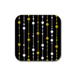 yellow, black and white pattern Rubber Coaster (Square)  Front