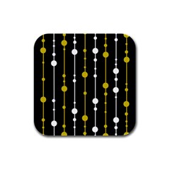 Yellow, Black And White Pattern Rubber Square Coaster (4 Pack) 