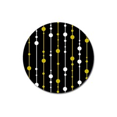 Yellow, Black And White Pattern Magnet 3  (round) by Valentinaart