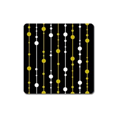 Yellow, Black And White Pattern Square Magnet by Valentinaart