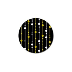 Yellow, Black And White Pattern Golf Ball Marker by Valentinaart