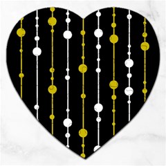 Yellow, Black And White Pattern Jigsaw Puzzle (heart)