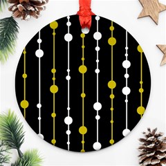 Yellow, Black And White Pattern Round Ornament (two Sides)  by Valentinaart