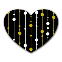 Yellow, Black And White Pattern Heart Mousepads by Valentinaart