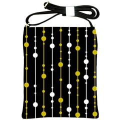 Yellow, Black And White Pattern Shoulder Sling Bags by Valentinaart