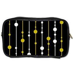 Yellow, Black And White Pattern Toiletries Bags 2-side by Valentinaart