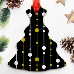 Yellow, Black And White Pattern Christmas Tree Ornament (2 Sides)