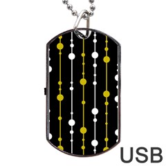 Yellow, Black And White Pattern Dog Tag Usb Flash (one Side)