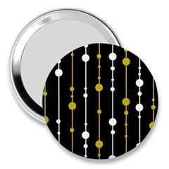 Yellow, Black And White Pattern 3  Handbag Mirrors