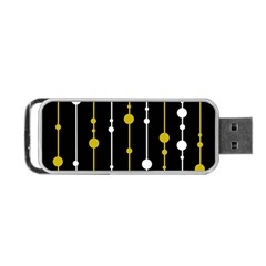 Yellow, Black And White Pattern Portable Usb Flash (one Side) by Valentinaart