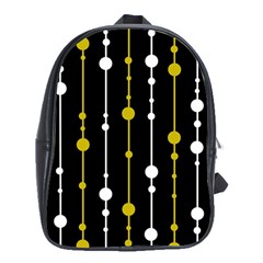 Yellow, Black And White Pattern School Bags (xl) 