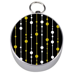 Yellow, Black And White Pattern Silver Compasses by Valentinaart