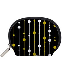 Yellow, Black And White Pattern Accessory Pouches (small)  by Valentinaart